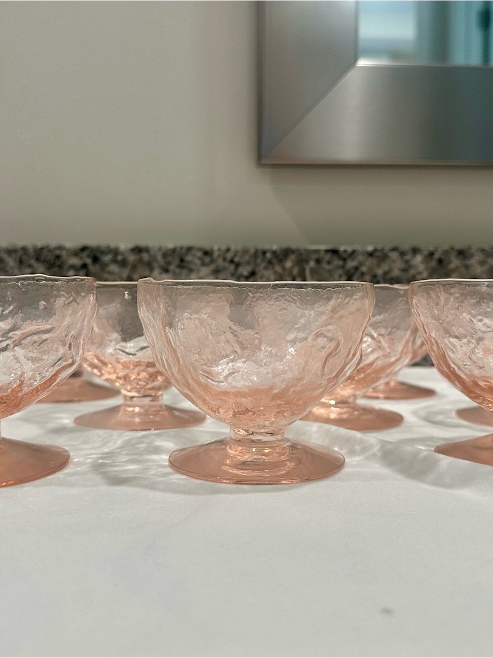 Vintage Pink Glass Dessert Sherbet Cups - Set of 6